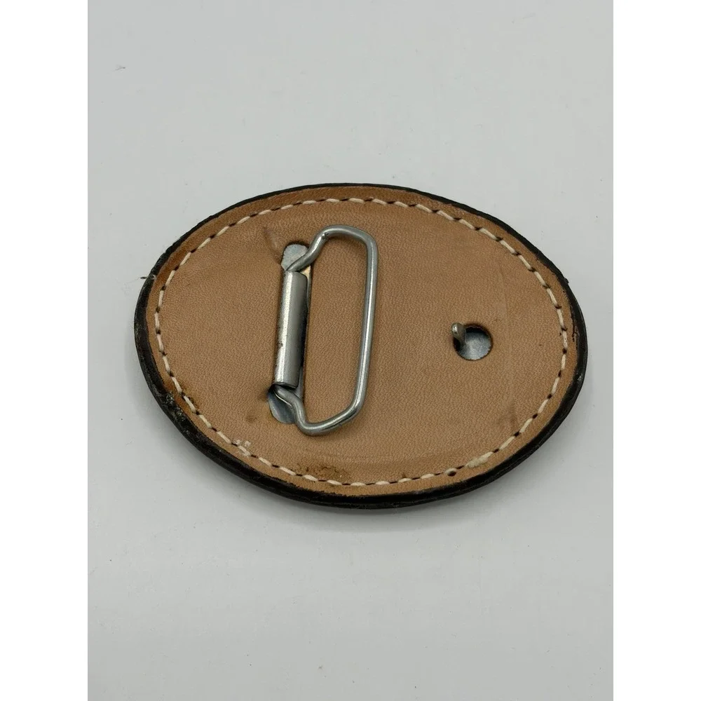 Internorth Oil Belt Buckle Hand Tooled Leather Vintage